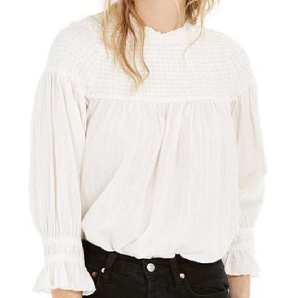 FREE PEOPLE Obi Mila Smocked Tunic Blouse Size Medium